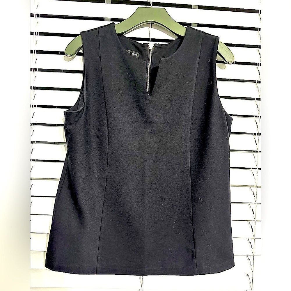 Talbots Black sleeveless top with zipper back closure Size M